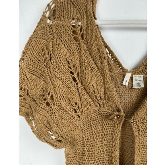 Anthropologie Moth Crochet Knit Alpaca Wool Blend Bohemian Cottagecore Cardigan - Picture 2 of 7